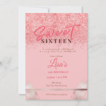 Roze glitter sweet sixteen verjaardag
