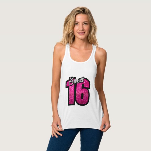 Roze glitter tanktop (Volledige Voorkant)
