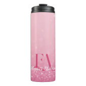 Roze Glitter Thermische Tumbler met Aangepaste Ini Thermosbeker (Voorkant)