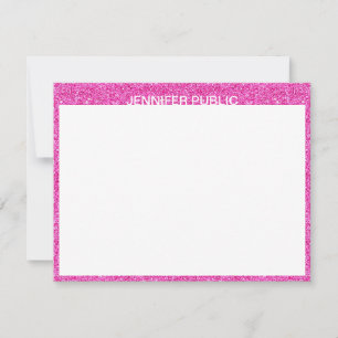 Roze Glitter Trendy Modern Design Elegante Sjabloo Notitiekaartje