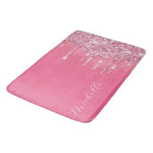 Roze Glitter Trendy Monogram Badmat (Gekanteld)