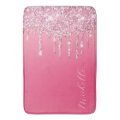 Roze Glitter Trendy Monogram Badmat (Voorkant Verticaal)