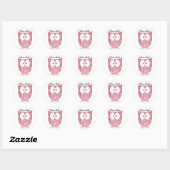 Roze Glitter Uil Gepersonaliseerde Stickers (Vel)