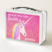 Roze Glitter Unicorn Girly Personalized (Achterkant)