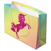 Roze Glitter Unicorn Large Cadeautasje (Achterkant Gekanteld)