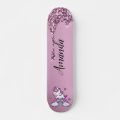 Roze glitter unicorn skateboard (Voorkant)