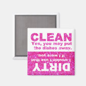 Roze Glitter Vaatwasser Magneet (Voorkant / Achterkant)