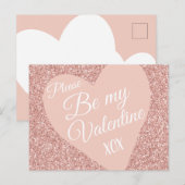 Roze Glitter Valentijnse  Be Mine XOX Briefkaart (Voorkant / Achterkant)