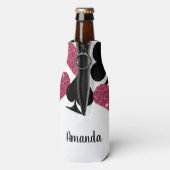 Roze Glitter Vegas Bride Custom Bottle Cooler (Fles Achterkant)