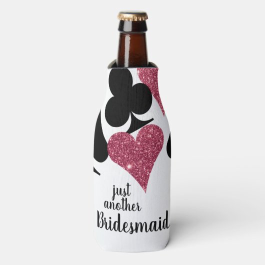 Roze Glitter Vegas Bruidsmeisje Custom Bottle Cool Flesjeskoeler (Fles Voorkant)