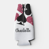 Roze Glitter Vegas Bruidsmeisje Custom Bottle Cool Flesjeskoeler (Achterkant)