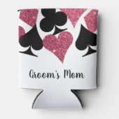 Roze Glitter Vegas Thema Bruidegom Moeder Aangepas Blikjeskoeler (Voorkant)