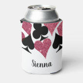 Roze Glitter Vegas Thema Bruidegom Moeder Aangepas Blikjeskoeler (Blikje Achterkant)