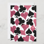 Roze Glitter Vegas Theme Bachelorette Party Invite Kaart (Achterkant)