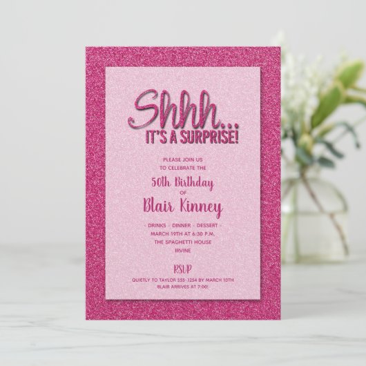 Roze Glitter VERASSING Verjaardag Kaart (Staand voorkant)