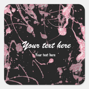 Roze Glitter Verf Spat party sticker label