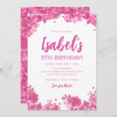 Roze Glitter Verjaardag Kaart (Voorkant / Achterkant)