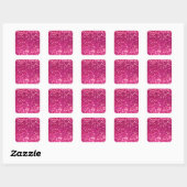 Roze glitter vierkante sticker (Vel)