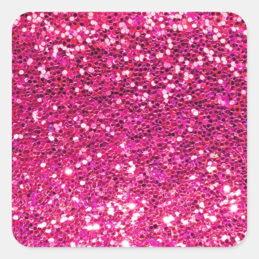 Roze glitter vierkante sticker (Voorkant)