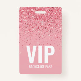 Roze Glitter VIP Backstage Pass met QR-code-ID Badge