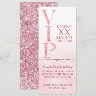 Roze Glitter VIP Ticket Kaart