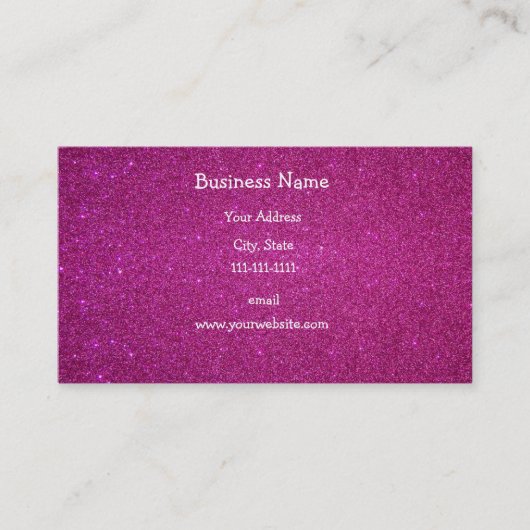 Roze glitter visitekaartje (Voorkant)