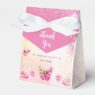 Roze Glitter Vlinder Baby shower Favor Boxes Bedankdoosjes