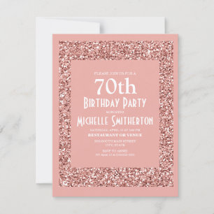 Roze Glitter Vrouwen 70e Verjaardag Kaart