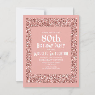 Roze Glitter Vrouwen 80ste Verjaardag Kaart