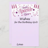 Roze glitter wenst het verjaardagsmeisje (Voorkant / Achterkant)