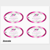 Roze Glitter White Product Labels Floral Roos Logo (Vel)