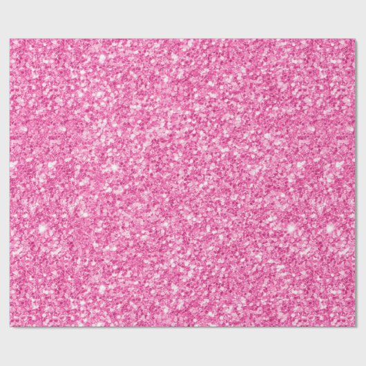 Roze Glitter White Sparkles Print Cadeaupapier (Vlak)