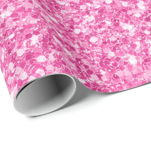 Roze Glitter White Sparkles Print Cadeaupapier (Rol Hoek)