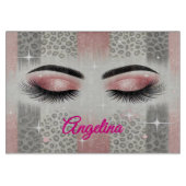 Roze glitter wimpers snijplank (Voorkant)