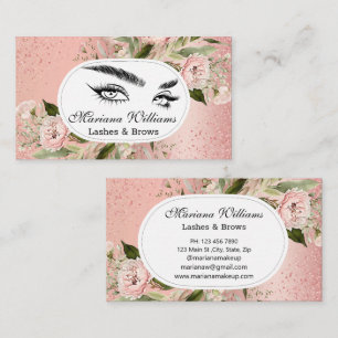 Roze Glitter Wimpers & Wenkbrauwen Schoonheidssalo Visitekaartje