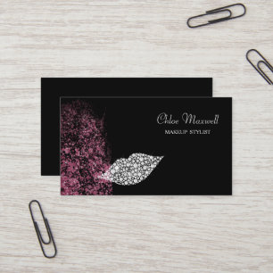 Roze Glitter Witte Diamanten Lippen Make-up Artist Visitekaartje