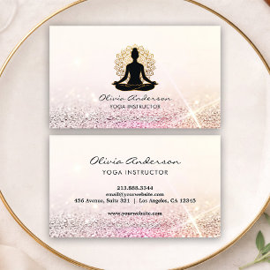 Roze Glitter Yoga-instructeur Meditatiecoach      Visitekaartje