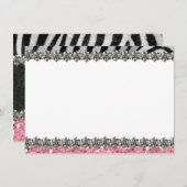 Roze Glitter Zebra Gepersonaliseerd Dank u Bedankkaart (Voorkant / Achterkant)