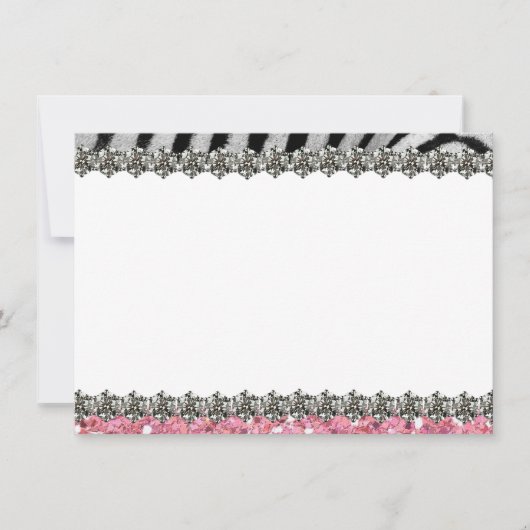 Roze Glitter Zebra Gepersonaliseerd Dank u Bedankkaart (Voorkant)