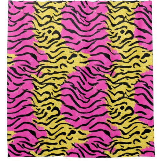 Roze Glitter Zebra Pattern Douchegordijn (Voorkant)