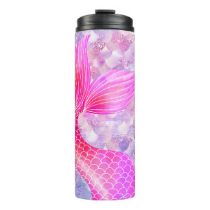 Roze Glitter Zeemeermin Staart Thermosbeker