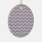 Roze Glitter ZigZag Patroon Keramisch Ornament (Rechts)