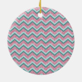 Roze Glitter ZigZag Patroon Keramisch Ornament (Achterkant)
