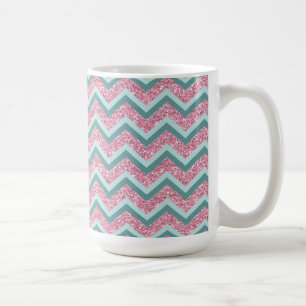 Roze Glitter ZigZag Patroon Koffiemok