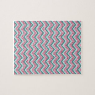 Roze Glitter ZigZag Patroon Legpuzzel