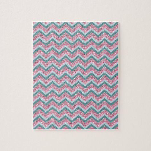 Roze Glitter ZigZag Patroon Legpuzzel (Verticaal)