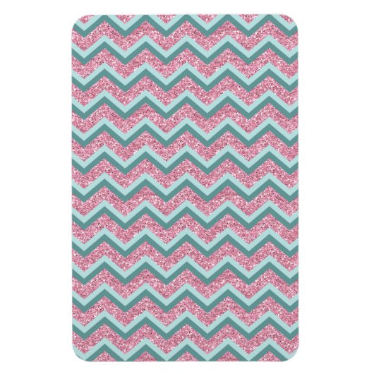 Roze Glitter ZigZag Patroon Magneet (Verticaal)