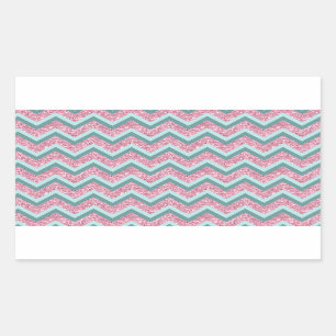 Roze Glitter ZigZag Patroon Rechthoekige Sticker