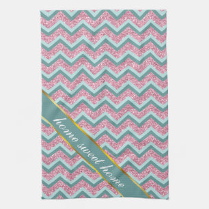 Roze Glitter ZigZag Patroon Theedoek