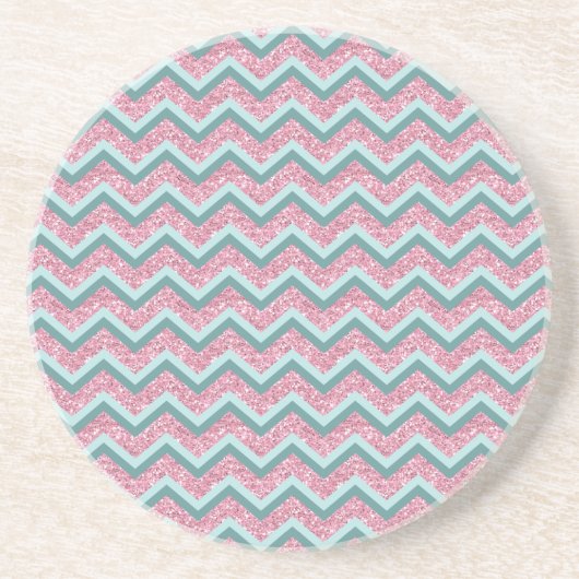 Roze Glitter ZigZag Patroon Zandsteen Onderzetter (Voorkant)
